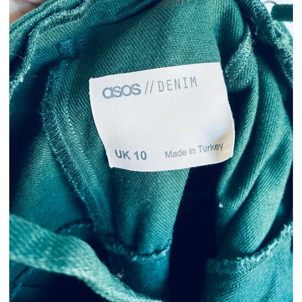 ASOS Denim Overalls Green Women's 10 Button Up Effortless Chic Classic - Picture 4 of 7